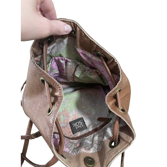 The Sam Camino Leather Boho Backpack Cognac Color Boho Hippie 90s Style - Picture 7 of 10